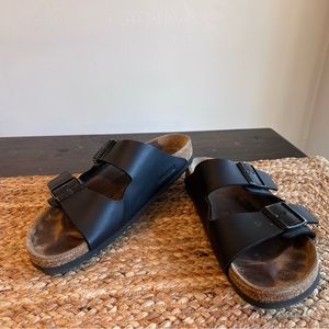 Birkenstock 265 Size 41 L10 M8 Double Strap Buckle BLACK Sandals
